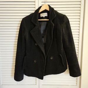 Classic Black Double-Breasted Pea Coat